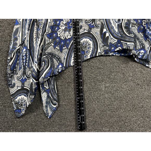 Michael Kors Blouse Paisley Kaftan Floaty Womens Size S/M Blue & White Top - Picture 9 of 9